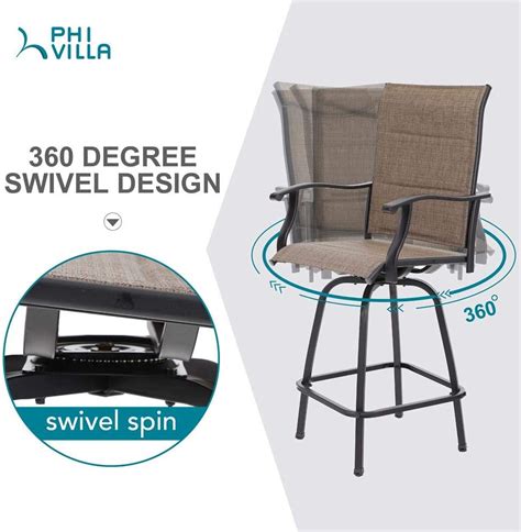 Buy Phi Villa Swivel Bar Stools Outdoor Kitchen Bar Height Patio Chairs