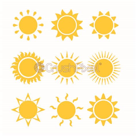 Sun Shapes Set Isolated On White Background Vector Illustration Stock