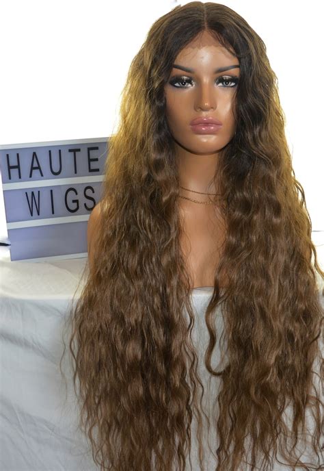 wavy xxx long 42 inches lace front wig ombre dark brown human etsy