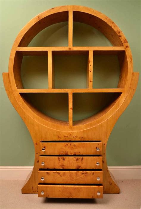 Unusual Circular Art Deco Birdseye Maple Open Bookcase For Sale At 1stdibs