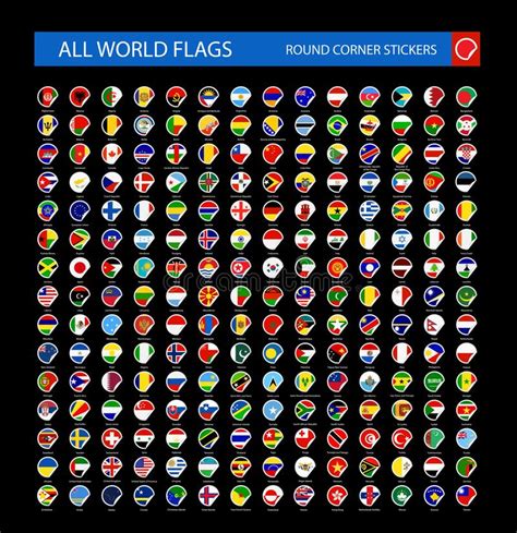 World Flags Flat Square Icon Set Stock Illustrations 842 World Flags