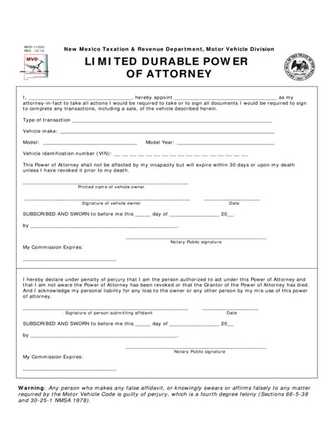 New Mexico Power Of Attorney Form Free Templates In Pdf Word Excel