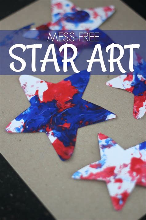 Mess Free Patriotic Star Painting Fourth Of July Crafts For Kids