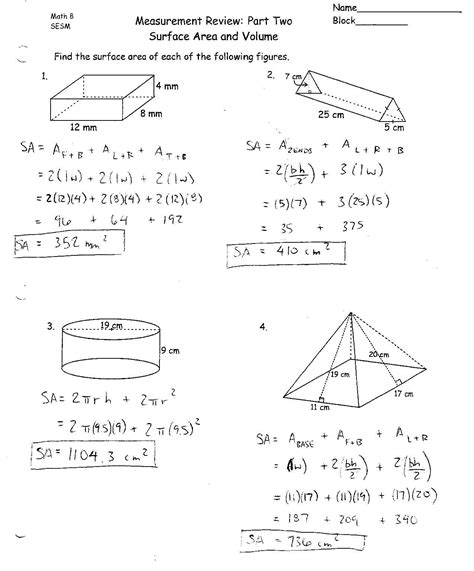 Volume Worksheets With Answers Pdf