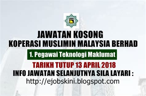 Koperasi muslimin malaysia berhad komus 95. Jawatan Kosong Koperasi Muslimin Malaysia Berhad - 13 ...