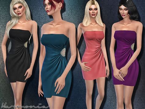 The Sims Resource Crystal Embellished Gathered Wrap Dress
