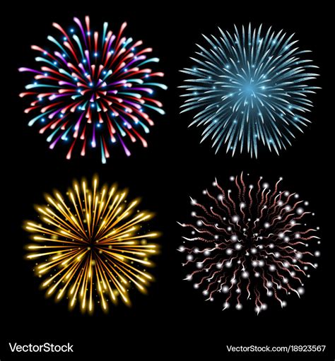 Set Of Colorful Fireworks Royalty Free Vector Image