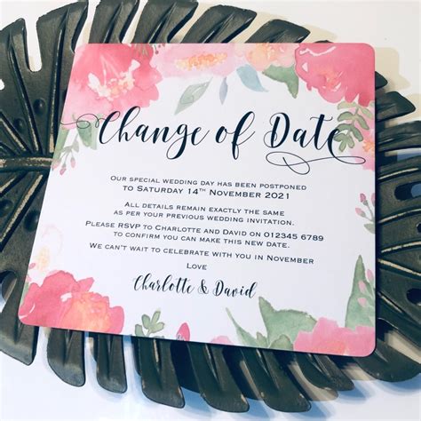 Need a favor from a credit card issuer? Change the Date Wedding Postponement Cards | Amor Designs