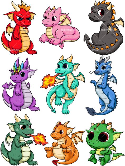 Cute Dragons Cartoon Vector Clipart Friendlystock