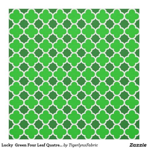 Lucky Green Four Leaf Quatrefoil Pattern Fabric Quatrefoil Pattern