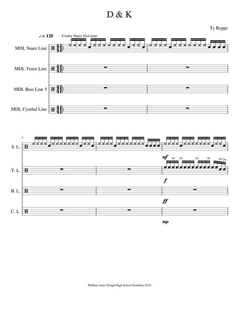 D And K Drumline Cadence Sheet Music For Percussion Download Free In Pdf