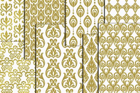 Gold Damask Paper Damask Patterna4 Papers 85x11 Inches By