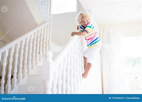 Kids On Stairs Child Moving Into New Home Stock Photo Image Of Foyer