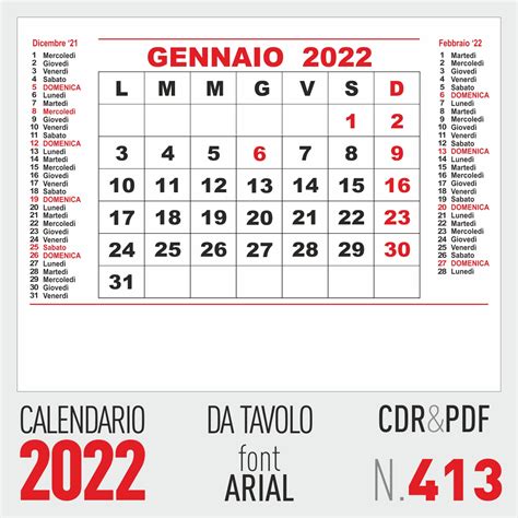 Calendario 2022 Mensile Da Tavolo Ecalendario