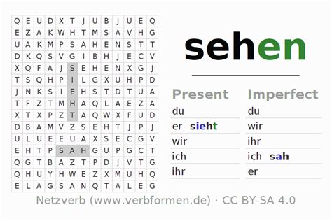 Worksheets German Sehen Exercises Downloads For Learning