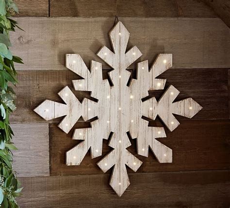 Lit White Wash Wood Snowflake Dia Pottery Barn Christmas