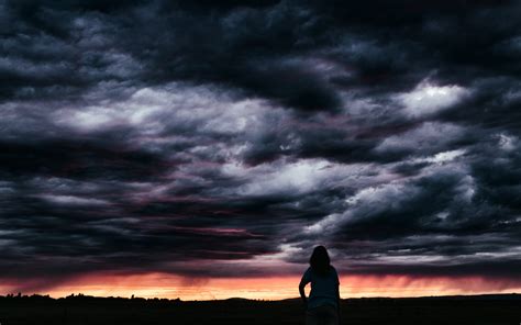 Clouds Before Storm And A Girl Free Stock Photo Public Domain Pictures