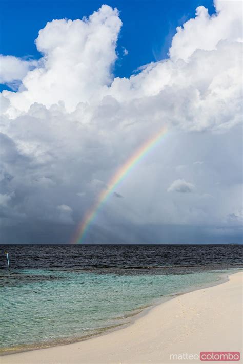 Rainbow Over The Beach Maldives Royalty Free Image