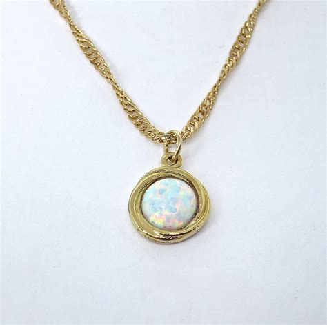 Opal Gold Necklace Necklace For Women Small Opal Necklace Etsy