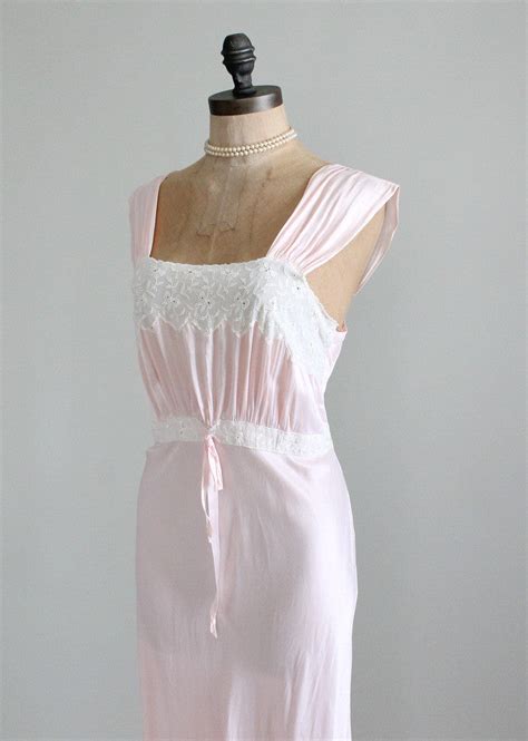 vintage 1940s pink rayon and lace nightgown raleigh vintage