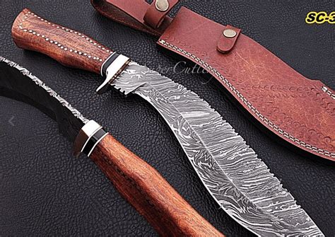 Simply look at our reviews to. 16" Hand Forged Damascus steel kukri Knife Rosewood Handle ...