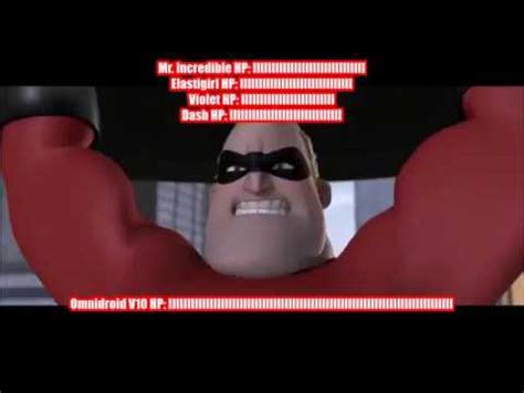 The Incredibles And Frozone Vs Omnidroid V With Health Bars YouTube