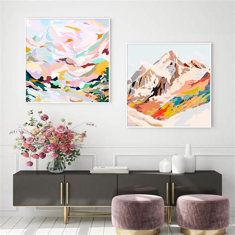 Wall Art Abstract Mountains 2 Sets Canvas Prints Poster Prints