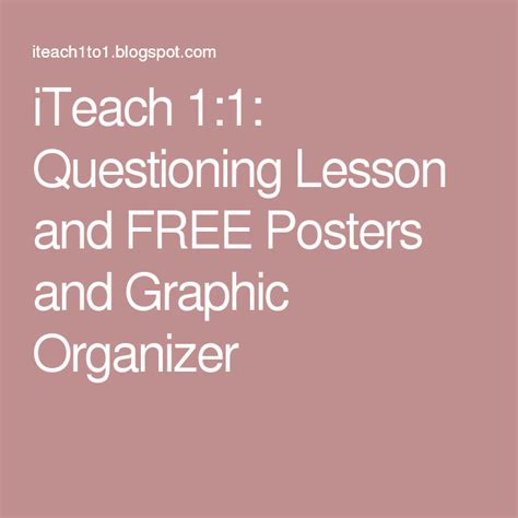 Questioning Lesson And Free Posters And Graphic Organizer Graphic