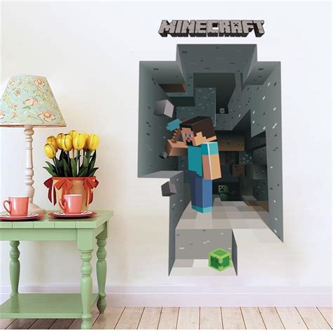 299 Buy Here 2017 Newest Minecraft Wall Stickers For Kids Rooms 3d