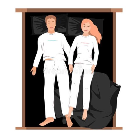 couple sleeping in bed top view vector illustration man and woman sleeping together and holding