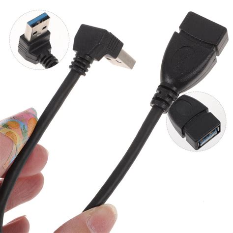 5 Pieces Table For Car Right Angle Plug Adapter USB Extension Cable