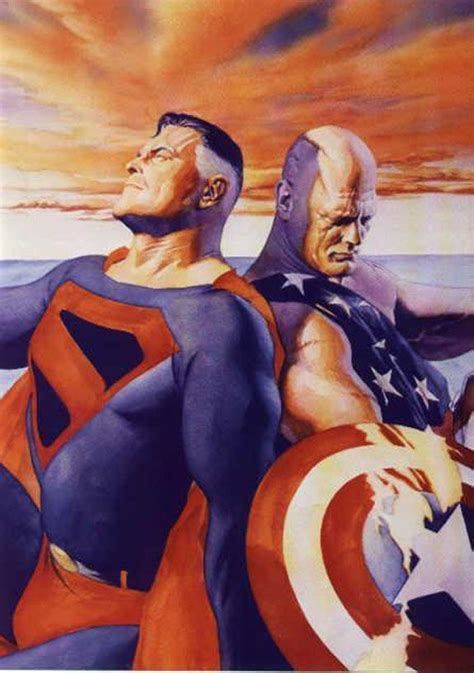 Old Superman And Captain America By Alex Ross Superhero