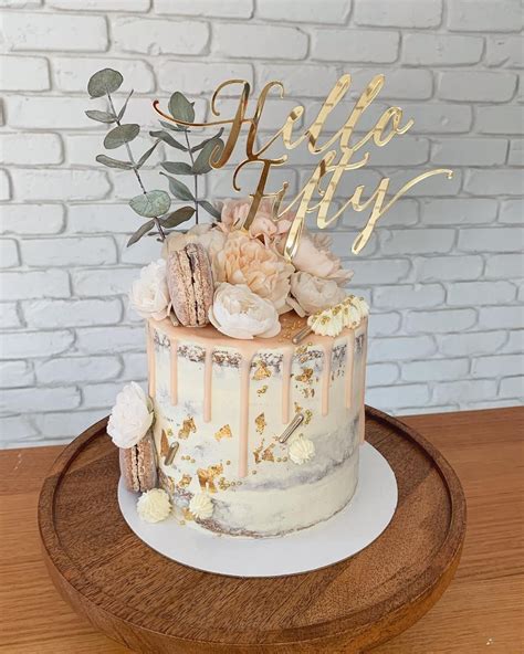 Love This Hello Fifty Gold Mirror Topper We Made On Gorgeous Cake By Perthcakecollective