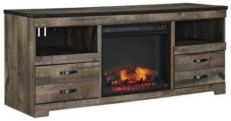 Signature Design By Ashley Trinell Rustic Large Tv Stand With Fireplace