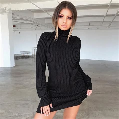 2018 Autumn Winter Sweater Dress Female Knitwear Casual Slim Long