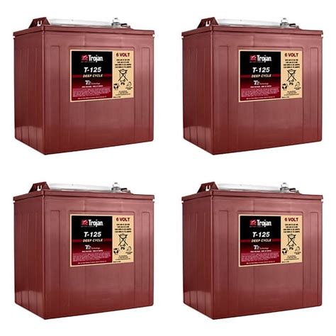 Trojan T 125 240ah 6v Deep Cycle Battery 4 Pack