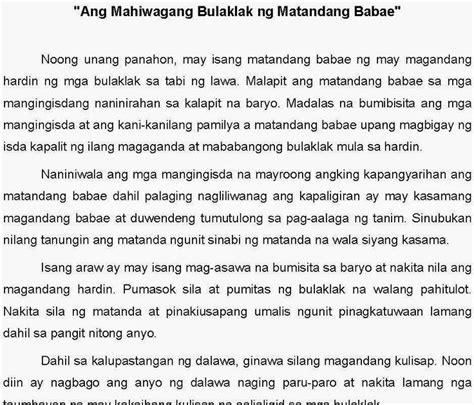 Maikling Kwento Mga Kwentong Pambata Tagalog Version Halimbawa Ng Trabaho