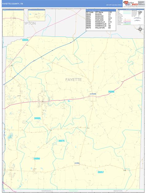 Fayette County Tn Zip Code Wall Map Basic Style By Marketmaps Mapsales