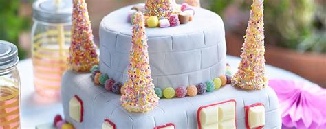 It was 3 tiers, bottom was fruit, then chocolate fudge with chocolate ganache filling and victoria sponge with jam as the. Candy castle cake - Asda Good Living