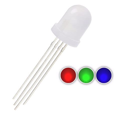 Unknown 50pcs 10mm Frosted Rgb Common Cathode Diffused Tricolor 20ma 2v