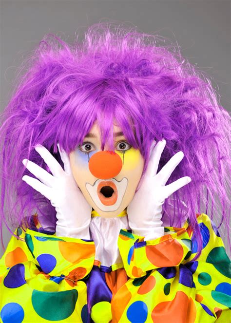 Womens Purple Backcombed Circus Clown Wig