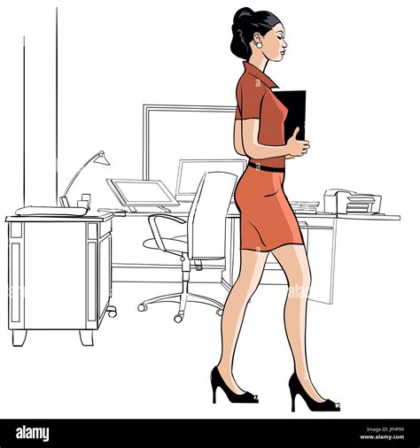 Secretario Caminar En Una Oficina Ilustración Vectorial Imagen Vector