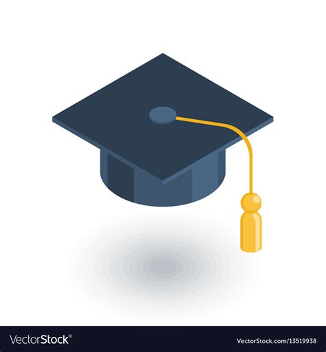 Graduation Hat Isometric Flat Icon 3d Royalty Free Vector