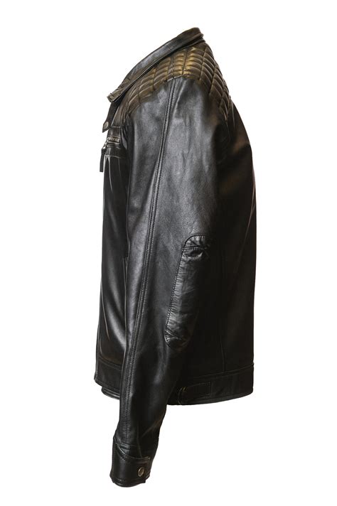 2101 Mans Genuine Leather Biker Style Black Kershaw Leather
