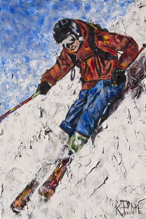 Painting Art Collectibles Fabulous Signed Oil Painting Skiing Etna Com Pe