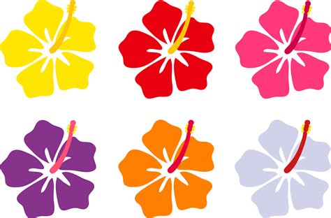Hawaiian Flower Clip Art Hibiscus Flowers In Six Colors Free Clip Art Flower Clipart Free