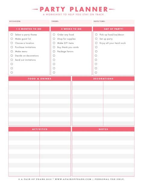 5 Party Planning Templates Excel Xlts