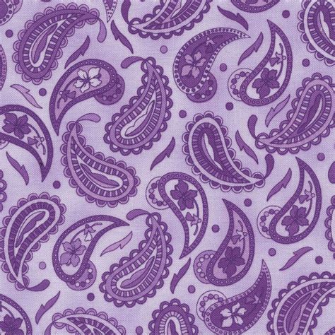 Purple Paisley Print Fabric With White Background