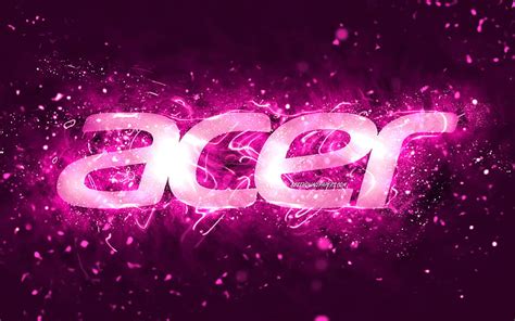 4k Descarga Gratis Acer Logo Púrpura Luces De Neón Púrpura Creativo