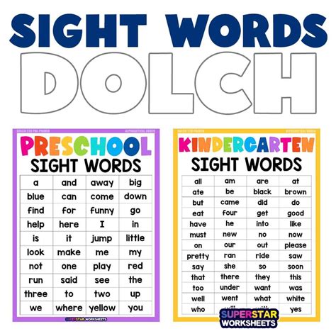 Dolch Sight Words Lists Artofit